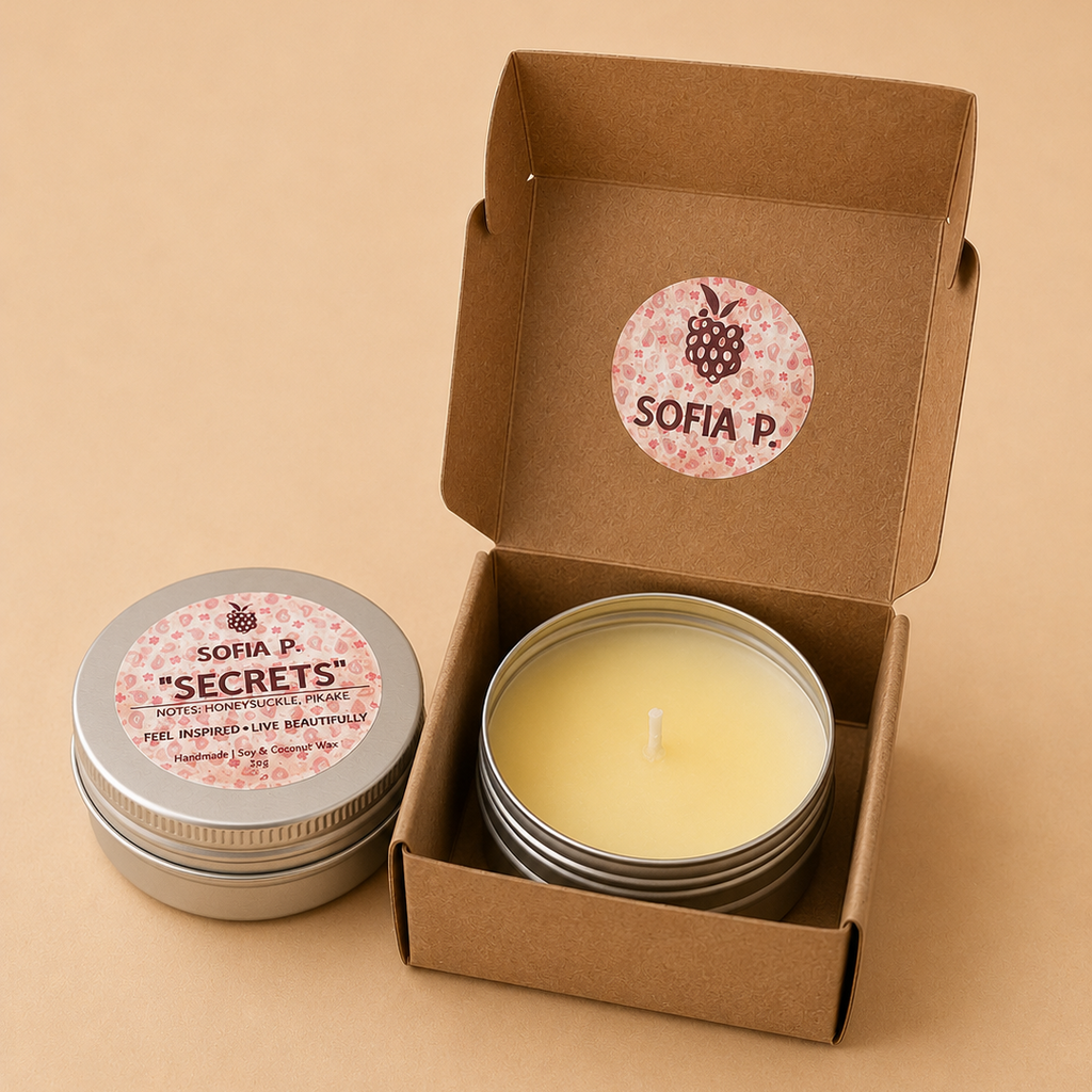 Candle "SECRETS" | Soy & Coconut Wax  1-Wick | 57g | Brand "Sofia P."