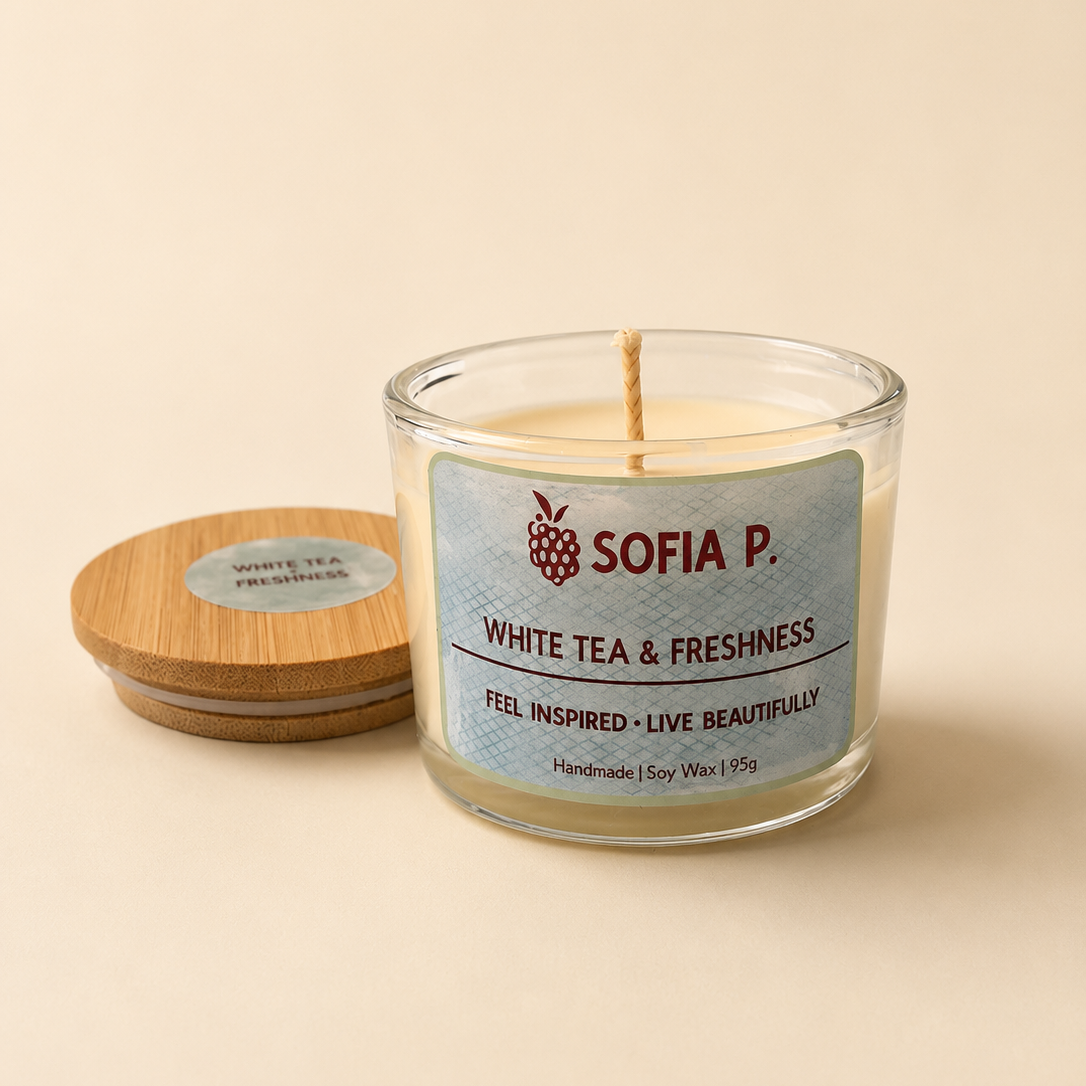 Candle "White Tea" | Soy Wax 1-Wick | 95g | Brand "Sofia P."