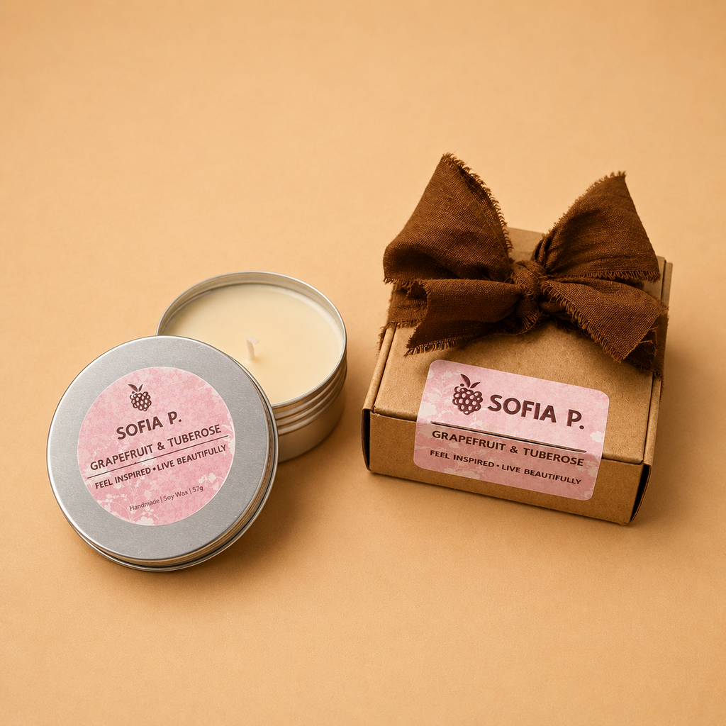 Candle "Grapefruit and Tuberose" | Soy Wax 1-Wick | 57g | Brand "Sofia P."