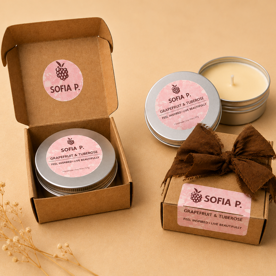 Candle "Grapefruit and Tuberose" | Soy Wax 1-Wick | 57g | Brand "Sofia P."