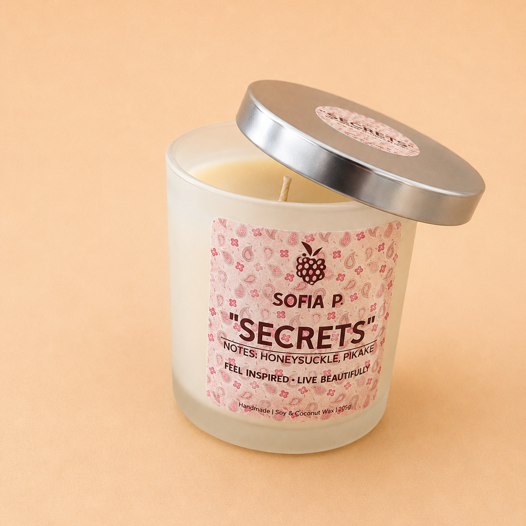 Candle "SECRETS" | Soy & Coconut Wax 2-Wick | 205g | Brand "Sofia P."