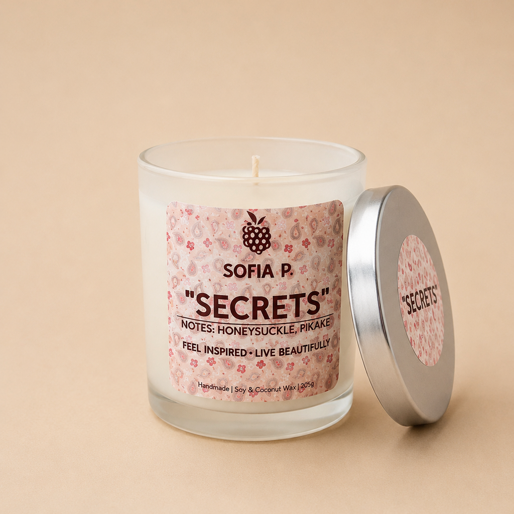 Candle "SECRETS" | Soy & Coconut Wax 2-Wick | 205g | Brand "Sofia P."