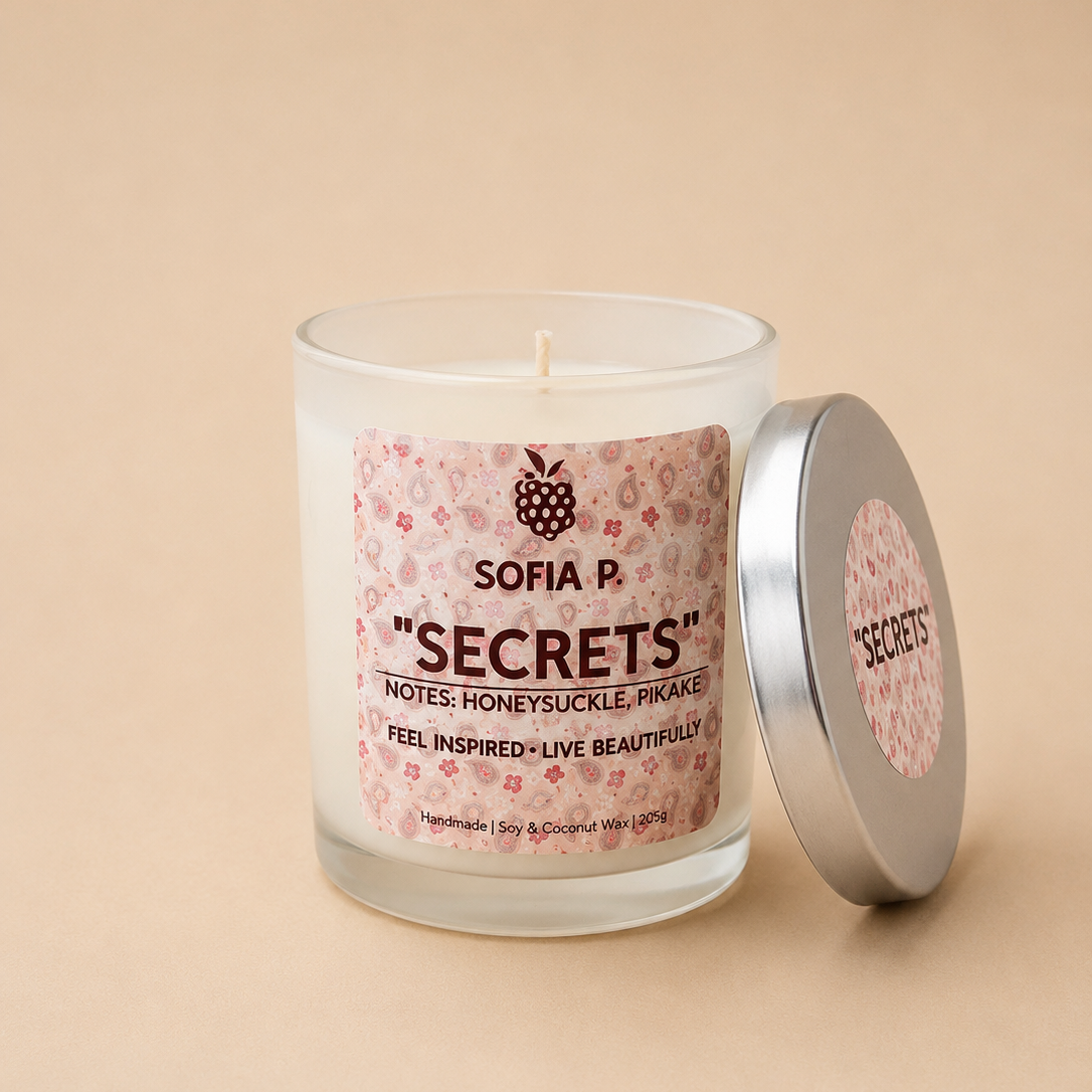 Candle "SECRETS" | Soy & Coconut Wax 2-Wick | 205g | Brand "Sofia P."
