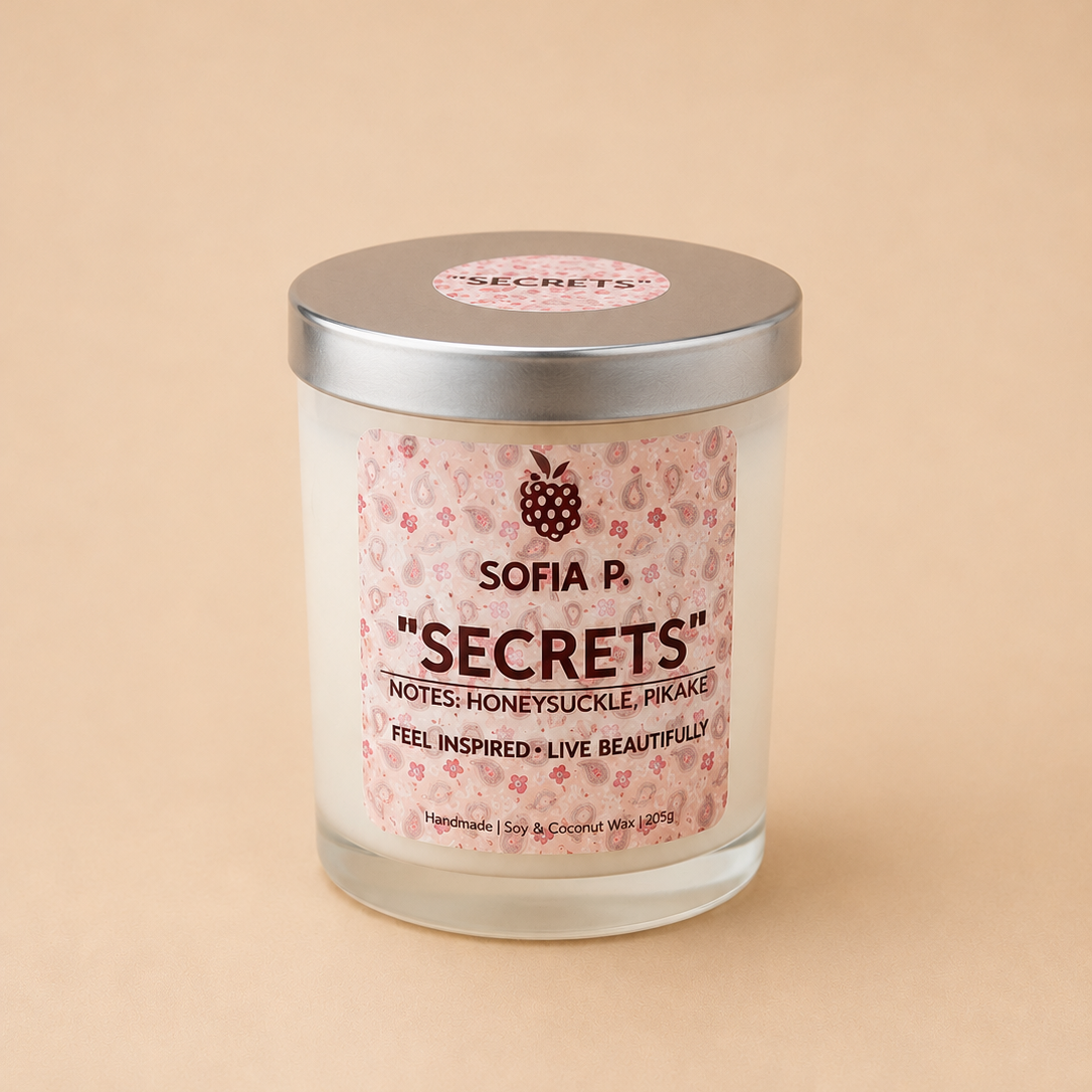 Candle "SECRETS" | Soy & Coconut Wax 2-Wick | 205g | Brand "Sofia P."