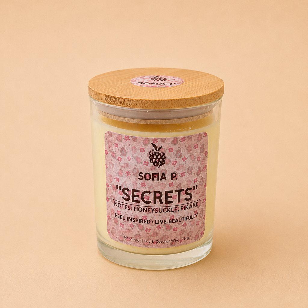 Candle "SECRETS" | Soy & Coconut Wax 2-Wick | 490g | Brand "Sofia P."