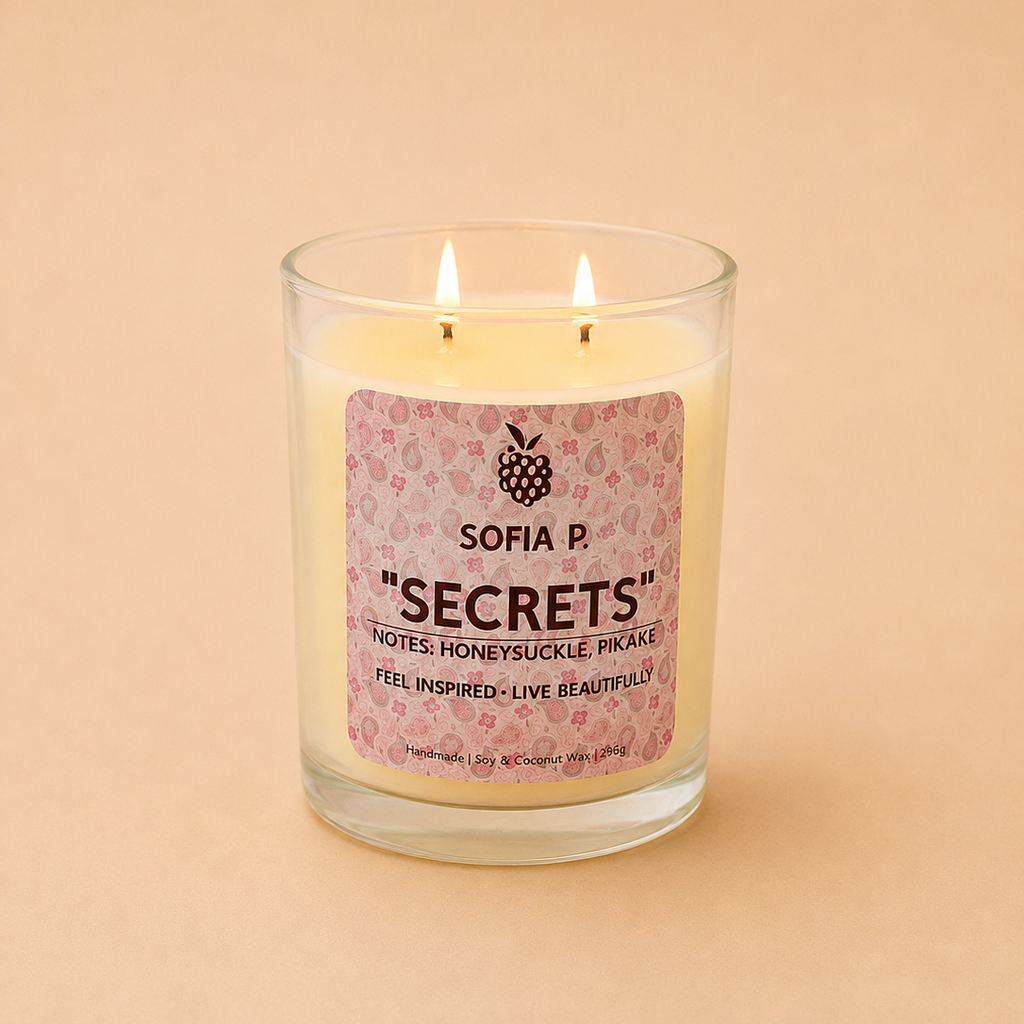 Candle "SECRETS" | Soy & Coconut Wax 2-Wick | 490g | Brand "Sofia P."
