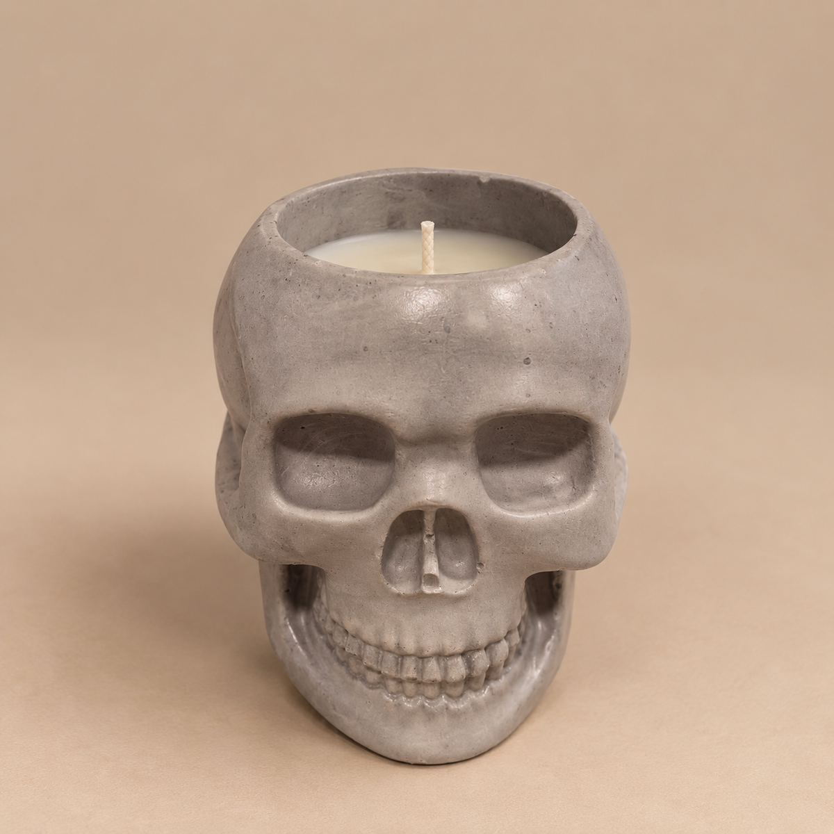 Skull Gray Candle Plumeria | Handmade Decorative | 1-Wick | Brand "Sofia P."
