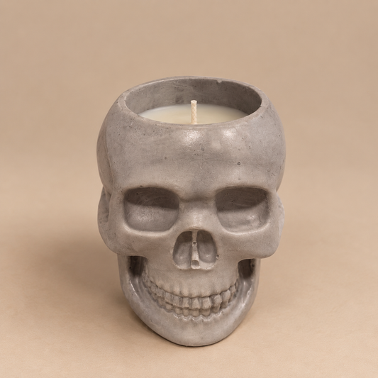 Skull Gray Candle Plumeria | Handmade Decorative | 1-Wick | Brand "Sofia P."
