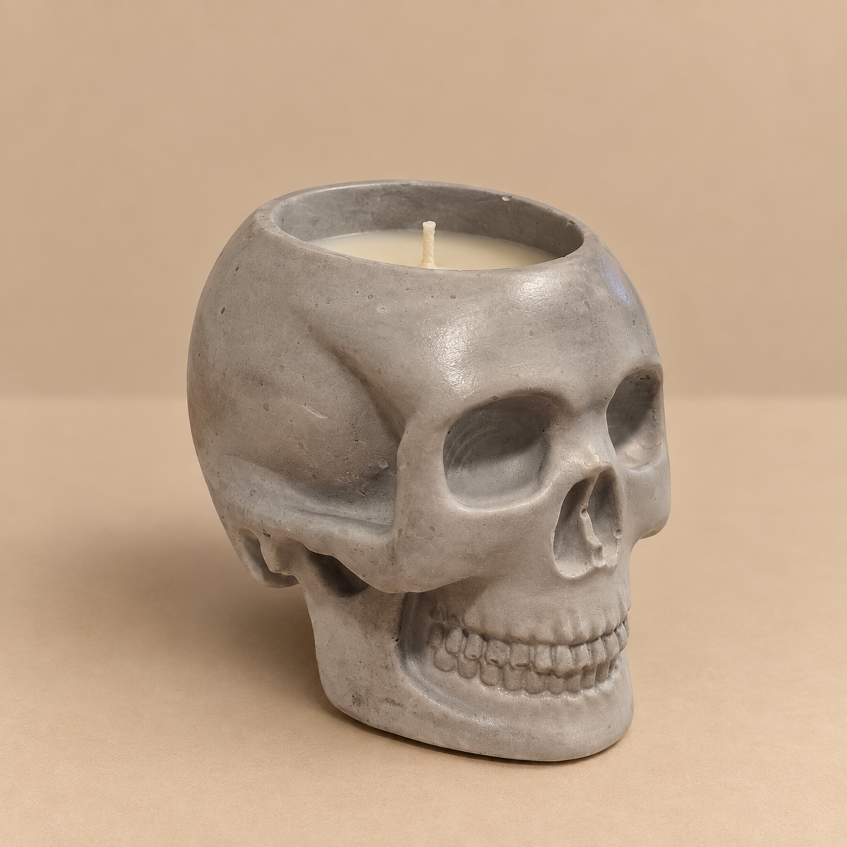 Skull Gray Candle Plumeria | Handmade Decorative | 1-Wick | Brand "Sofia P."
