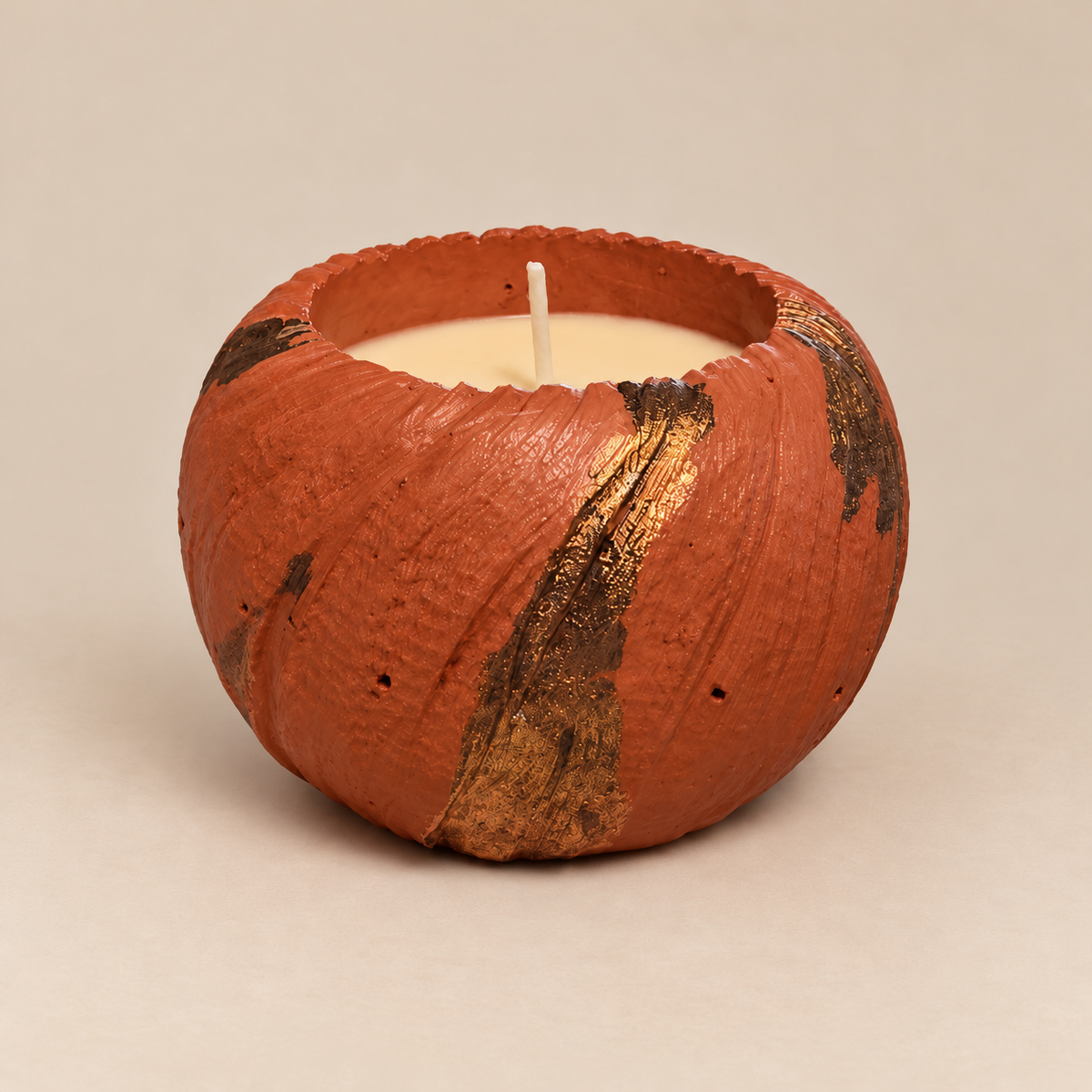 Copper Glow Gold Leaf Candle Plumeria | Handmade Decorative | 1-Wick | Brand "Sofia P."