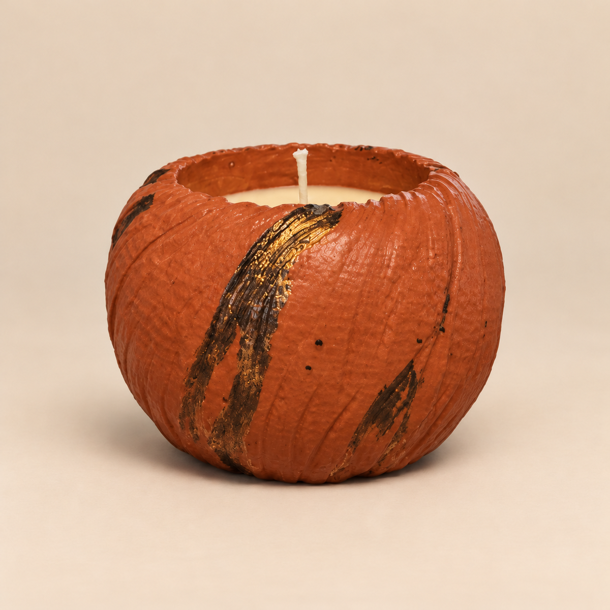Copper Glow Gold Leaf Candle Plumeria | Handmade Decorative | 1-Wick | Brand "Sofia P."