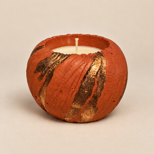 Copper Glow Gold Leaf Candle Plumeria | Handmade Decorative | 1-Wick | Brand "Sofia P."