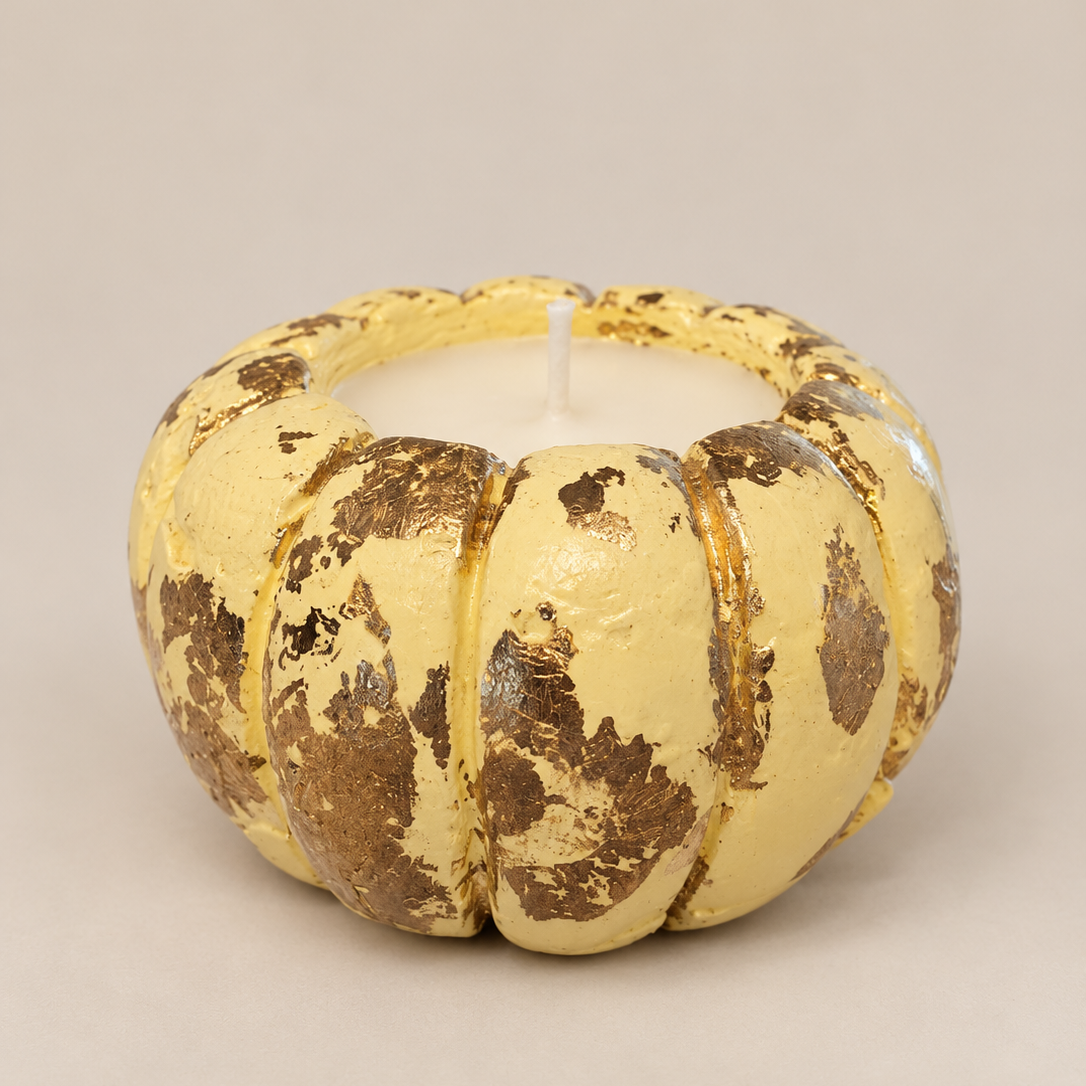 Pumpkin Yellow Gold Leaf Candle Plumeria | Handmade Decorative | 1-Wick | Brand "Sofia P." (Copy)