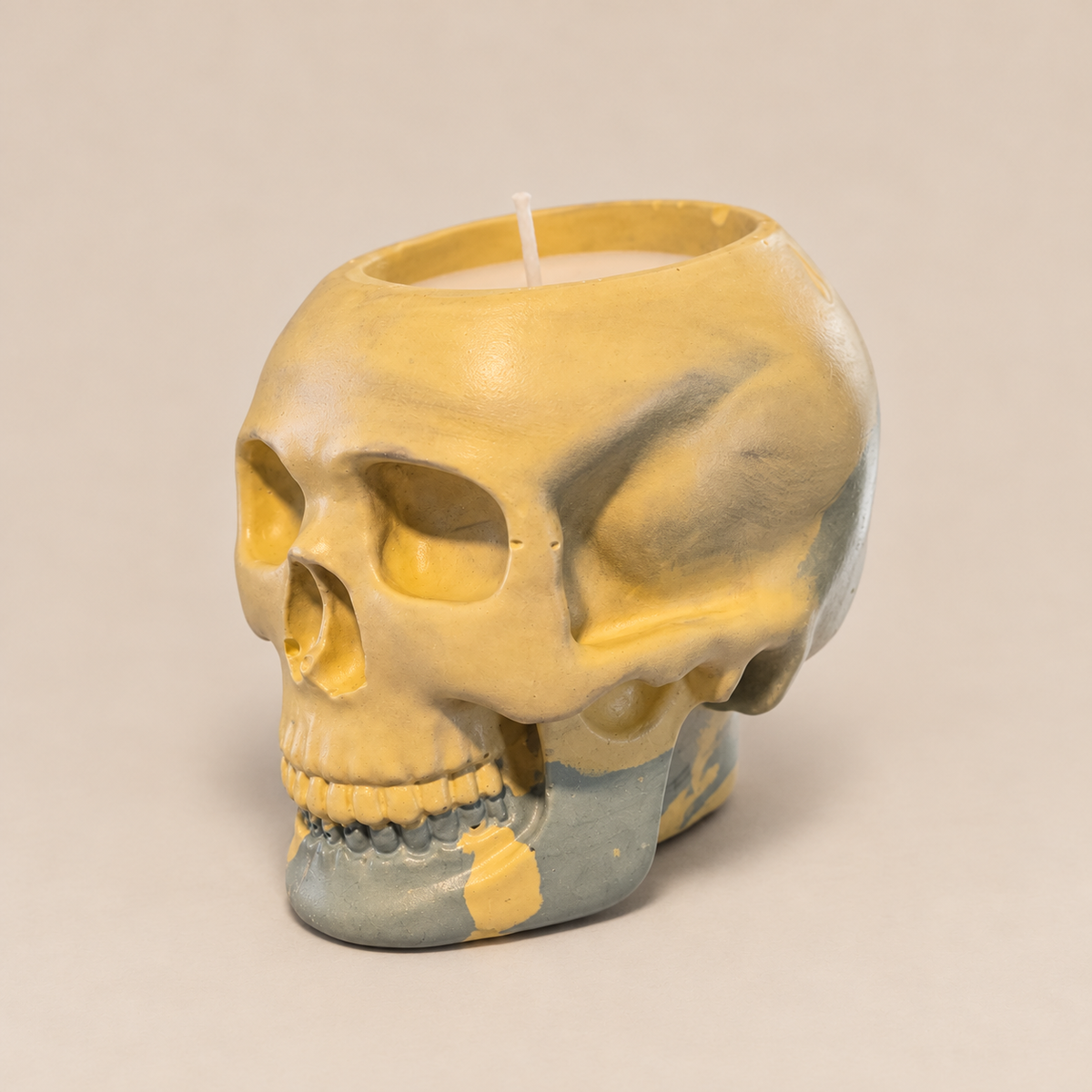 Skull Yellow/Green Candle Mountain Pine & Ginger | Handmade Decorative | 1-Wick | Brand "Sofia P." (Copy)