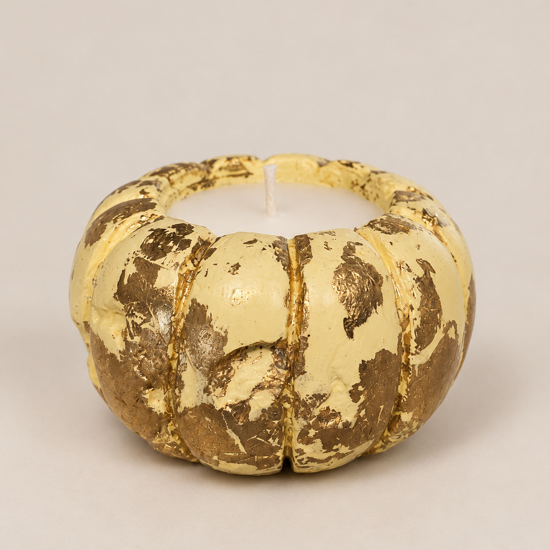 Pumpkin Yellow Gold Leaf Candle Plumeria | Handmade Decorative | 1-Wick | Brand "Sofia P." (Copy)