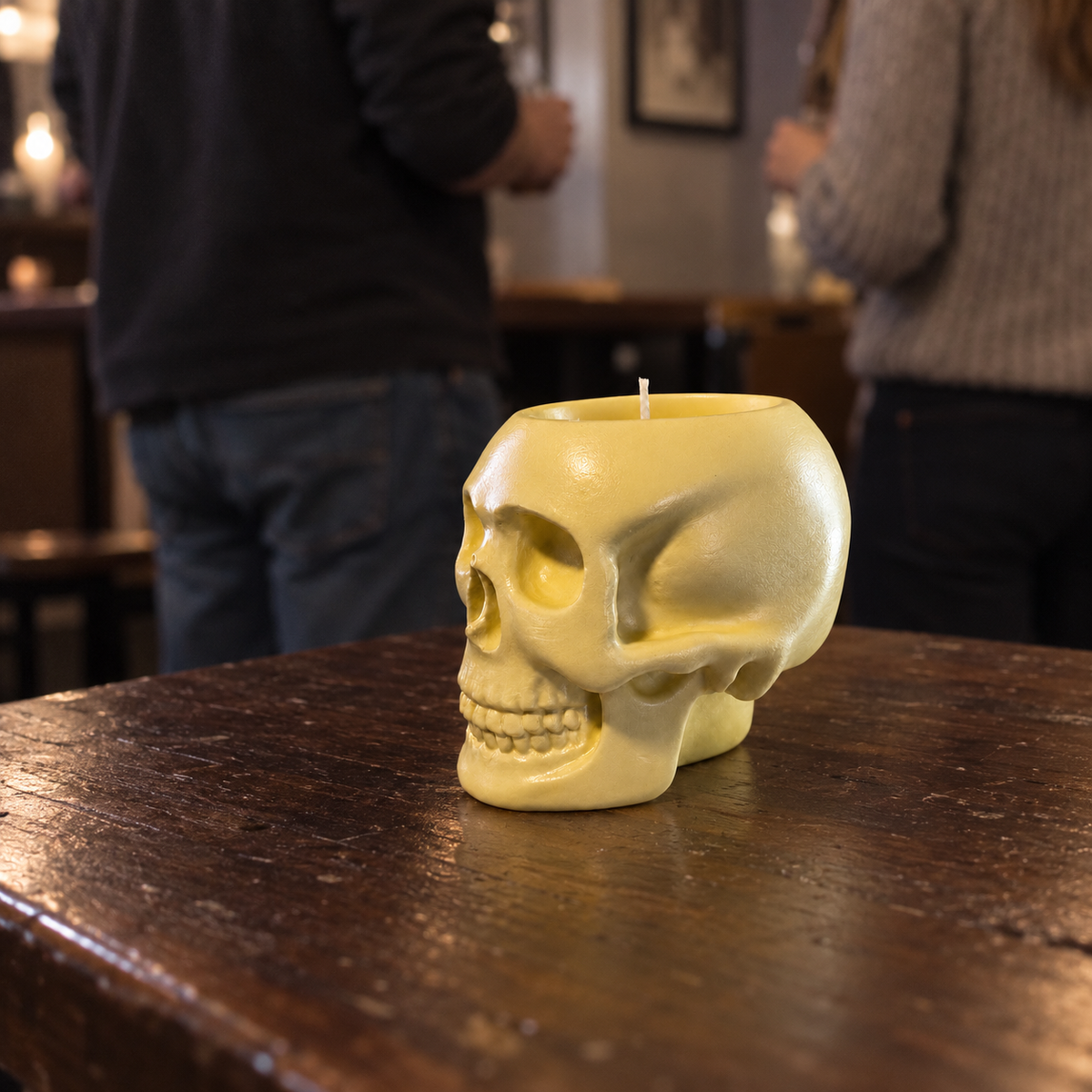 Skull Yellow Candle Plumeria | Handmade Decorative | 1-Wick | Brand "Sofia P."