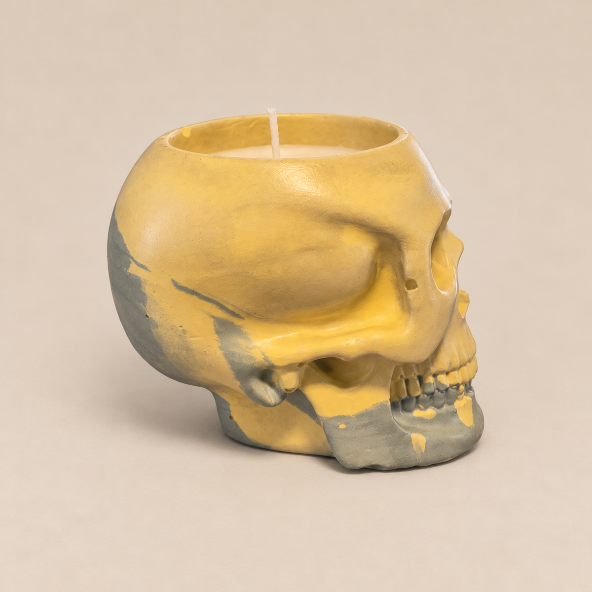 Skull Yellow/Green Candle Mountain Pine & Ginger | Handmade Decorative | 1-Wick | Brand "Sofia P." (Copy)