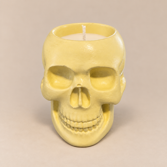 Skull Yellow Candle Plumeria | Handmade Decorative | 1-Wick | Brand "Sofia P."