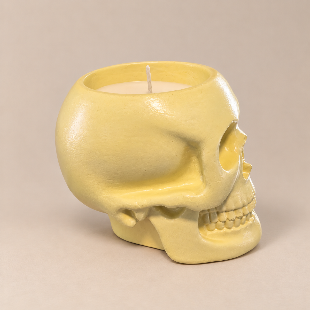 Skull Yellow Candle Plumeria | Handmade Decorative | 1-Wick | Brand "Sofia P."