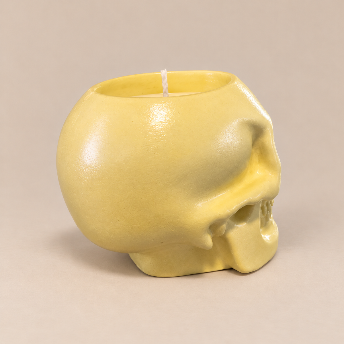 Skull Yellow Candle Plumeria | Handmade Decorative | 1-Wick | Brand "Sofia P."