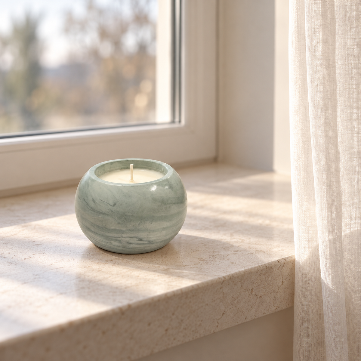 Art Candle "Sphere Green Light" — Warm Tea