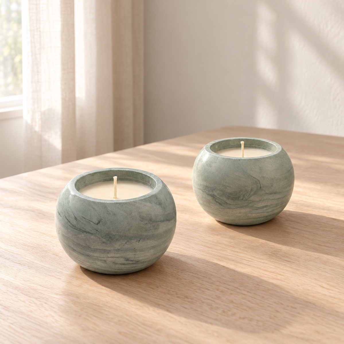 Art Candle "Sphere Green Light" — Warm Tea