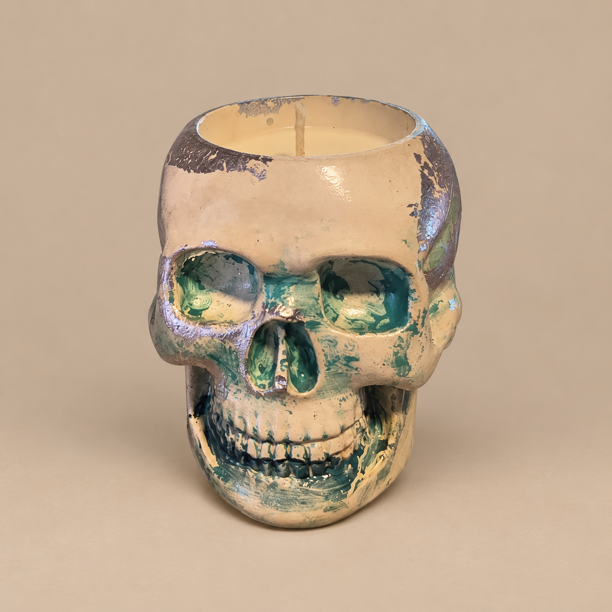 Navy Gold Leaf Skull Candle | Handmade Decorative | Sofia P. – Candle ...