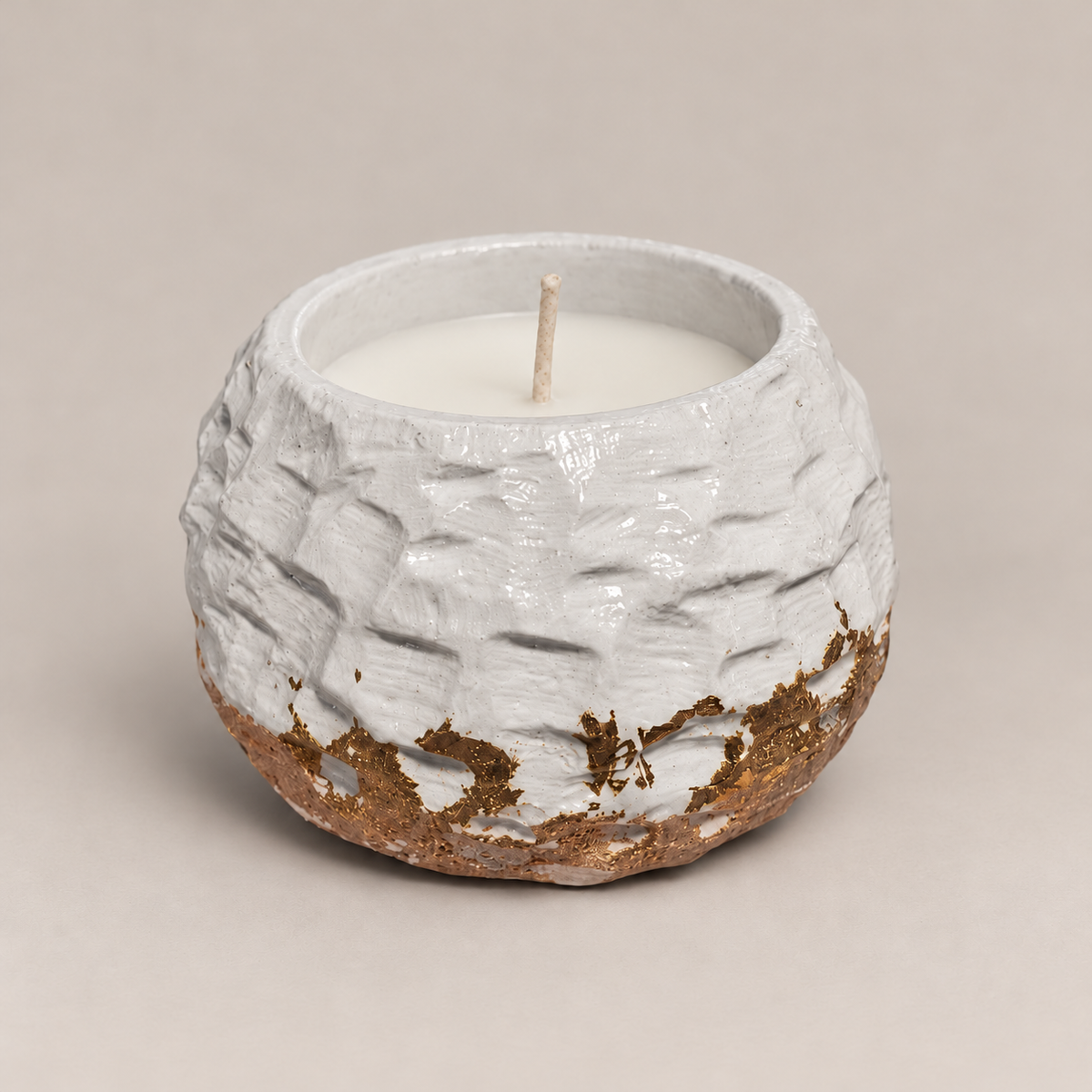 Carved Gold Leaf Candle "White Little Nest" Plumeria | Handmade Decorative | 1-Wick | Brand "Sofia P." (Copy)