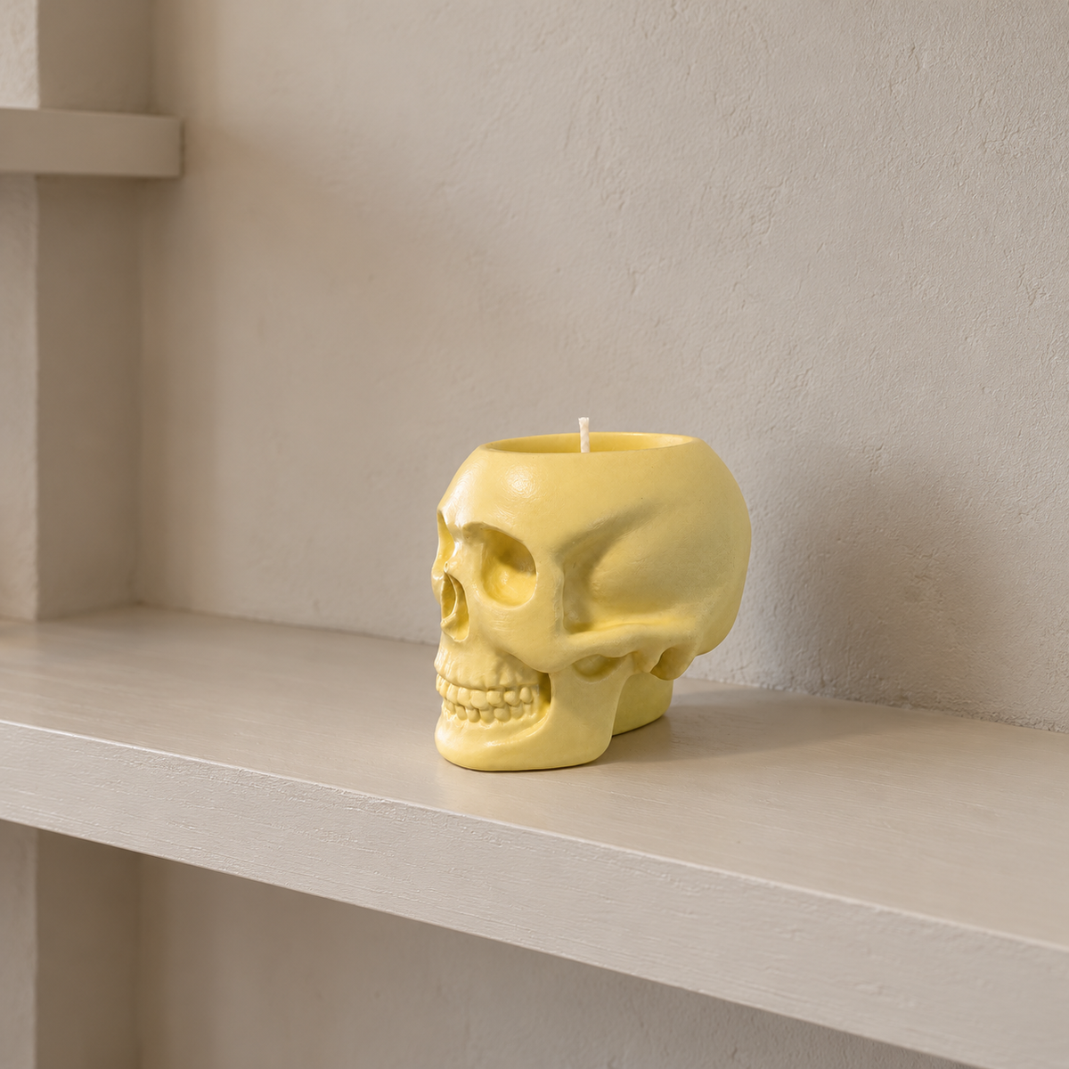 Skull Yellow Candle Plumeria | Handmade Decorative | 1-Wick | Brand "Sofia P."