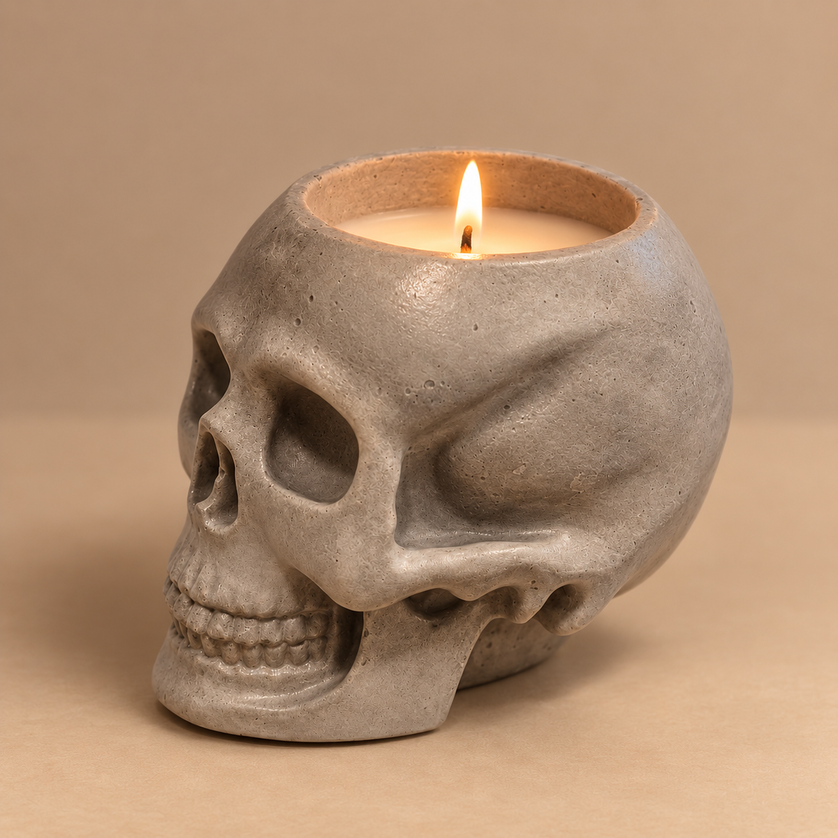 Skull Gray Candle Plumeria | Handmade Decorative | 1-Wick | Brand "Sofia P."