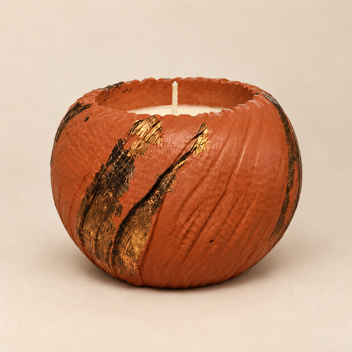 Copper Glow Gold Leaf Candle Plumeria | Handmade Decorative | 1-Wick | Brand "Sofia P."
