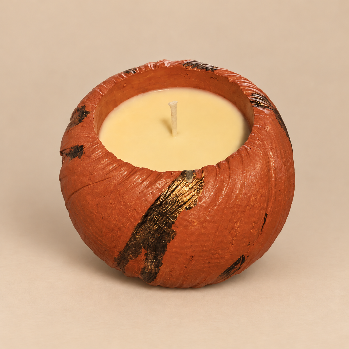 Copper Glow Gold Leaf Candle Plumeria | Handmade Decorative | 1-Wick | Brand "Sofia P."