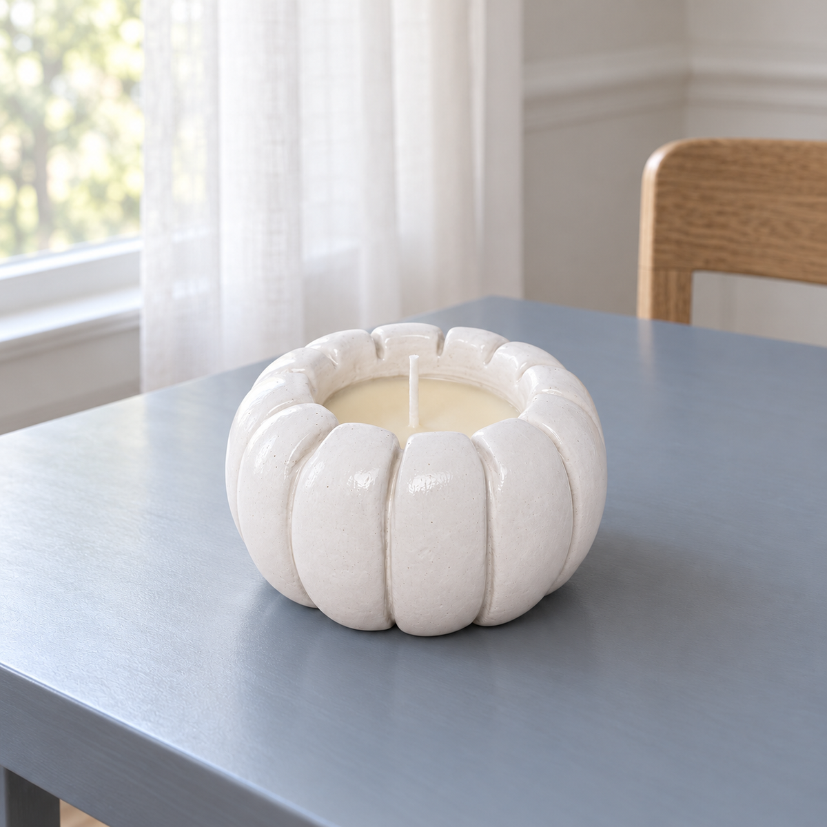 Pumpkin White Candle Plumeria | Handmade Decorative | 1-Wick | Brand "Sofia P."