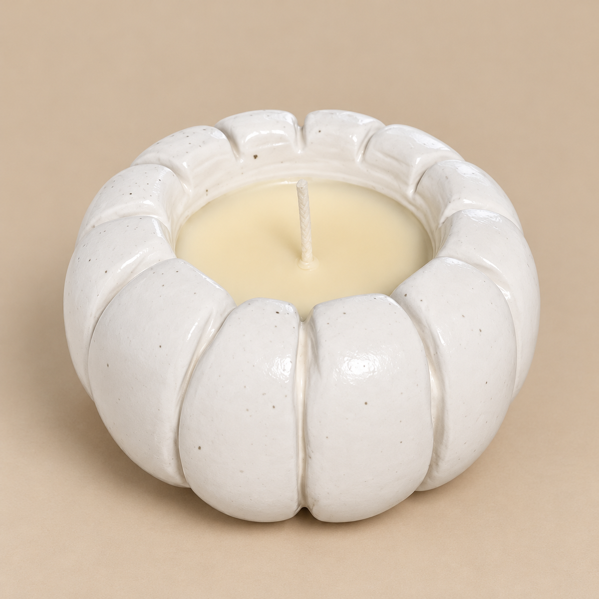 Pumpkin White Candle Plumeria | Handmade Decorative | 1-Wick | Brand "Sofia P."
