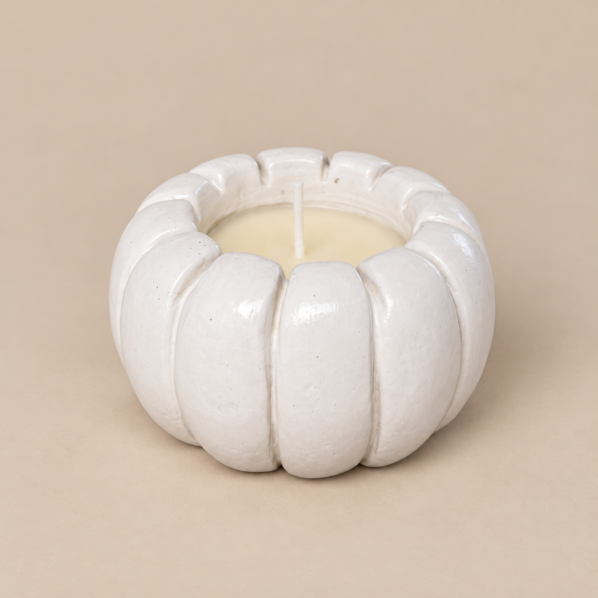 Pumpkin White Candle Plumeria | Handmade Decorative | 1-Wick | Brand "Sofia P."