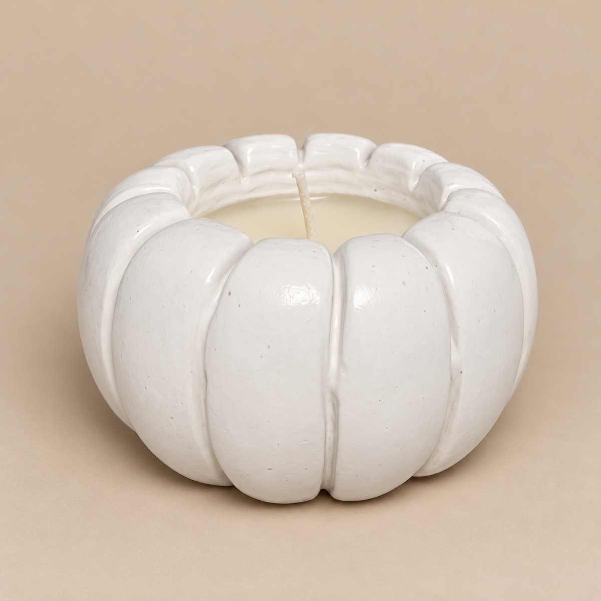 Pumpkin White Candle Plumeria | Handmade Decorative | 1-Wick | Brand "Sofia P."