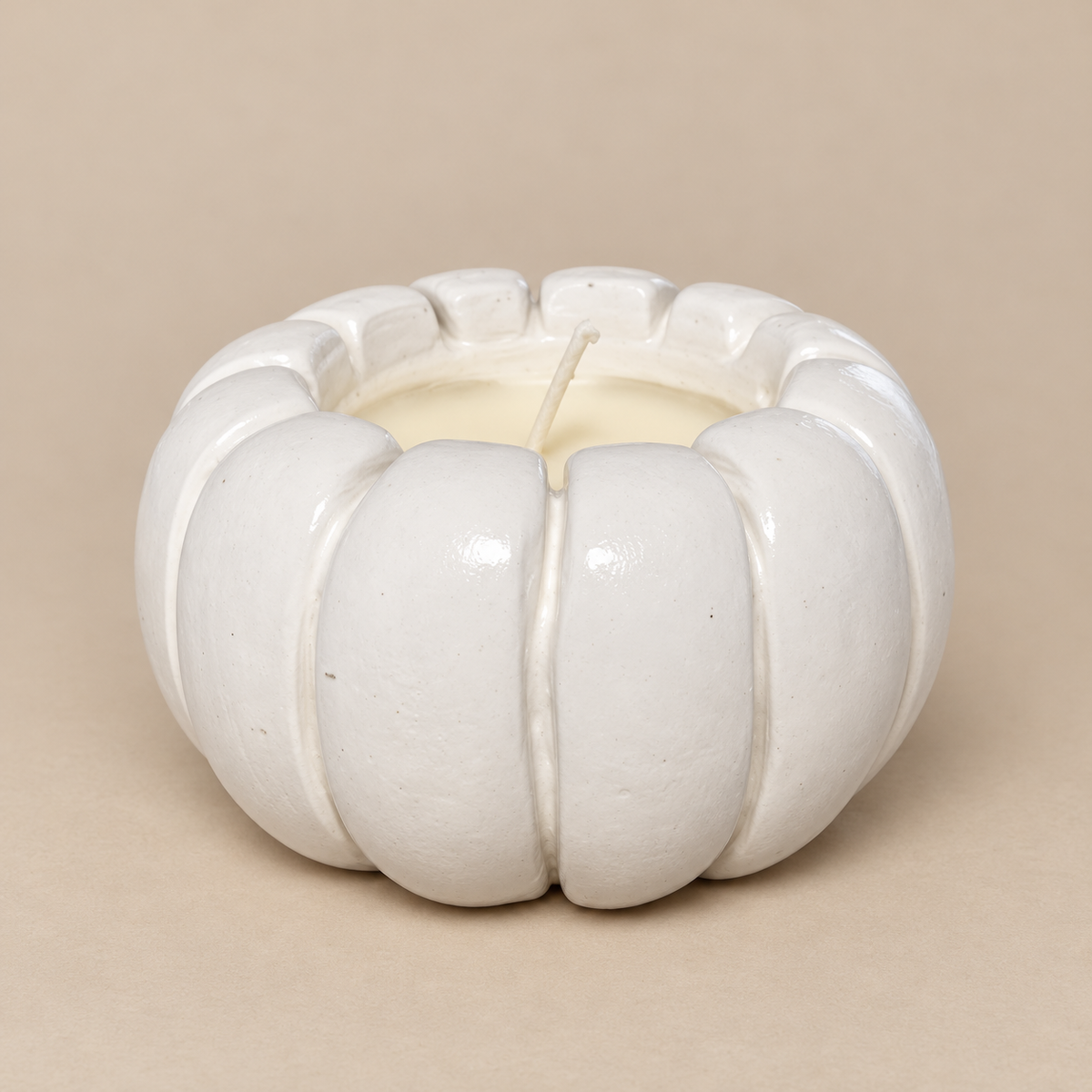Pumpkin White Candle Plumeria | Handmade Decorative | 1-Wick | Brand "Sofia P."