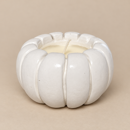 Pumpkin White Candle Plumeria | Handmade Decorative | 1-Wick | Brand "Sofia P."