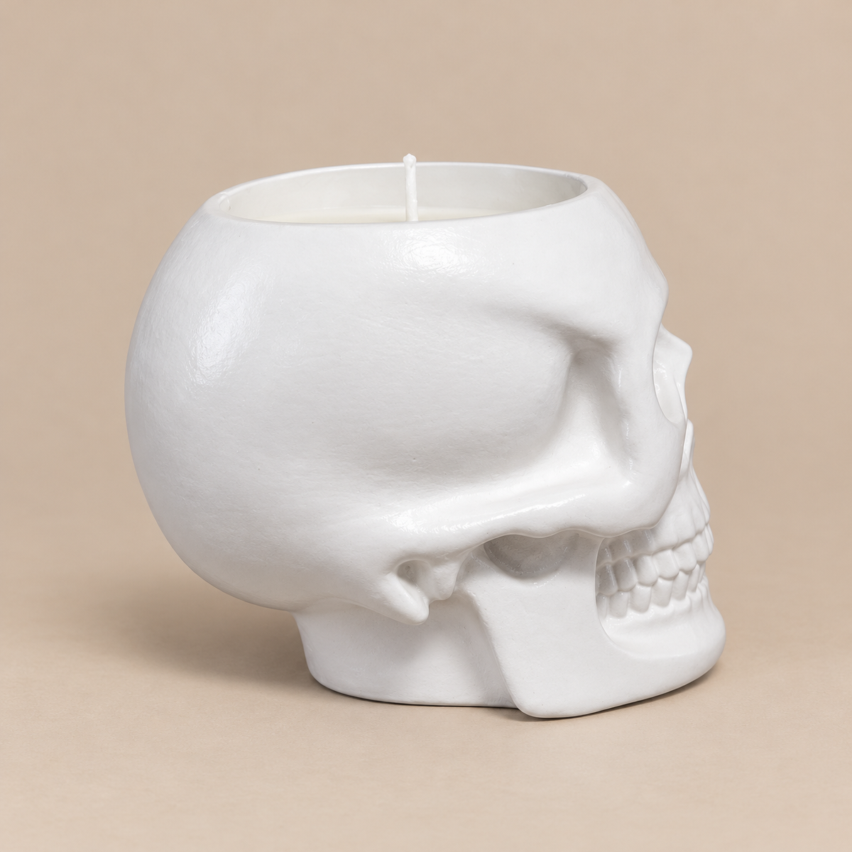 Skull White Candle Mountain Pine & Ginger | Handmade Decorative | 1-Wick | Brand "Sofia P."