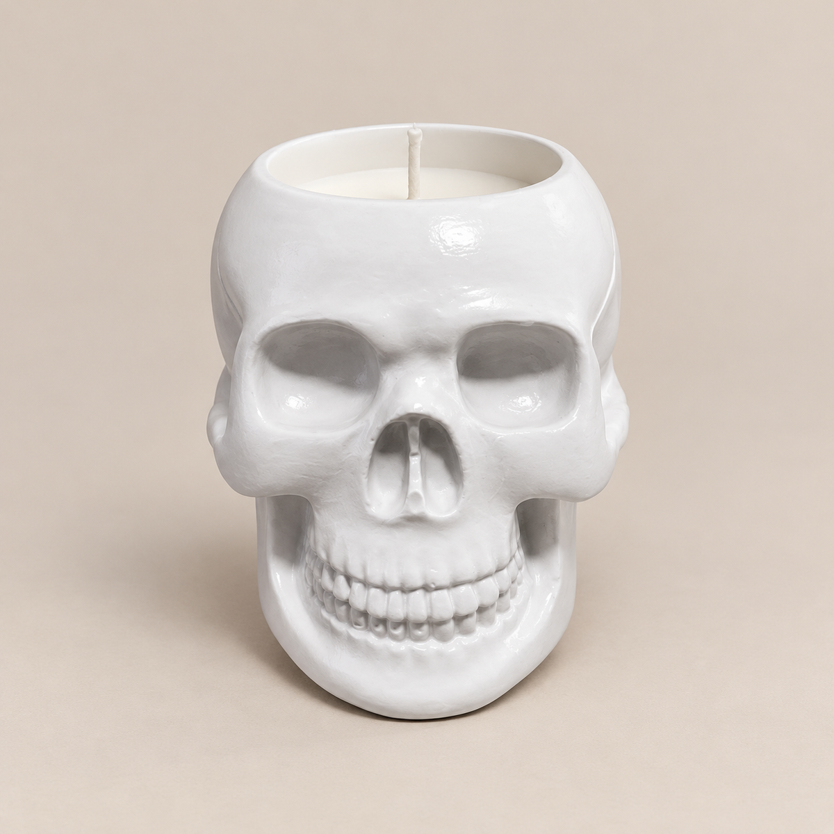 Skull White Candle Mountain Pine & Ginger | Handmade Decorative | 1-Wick | Brand "Sofia P."