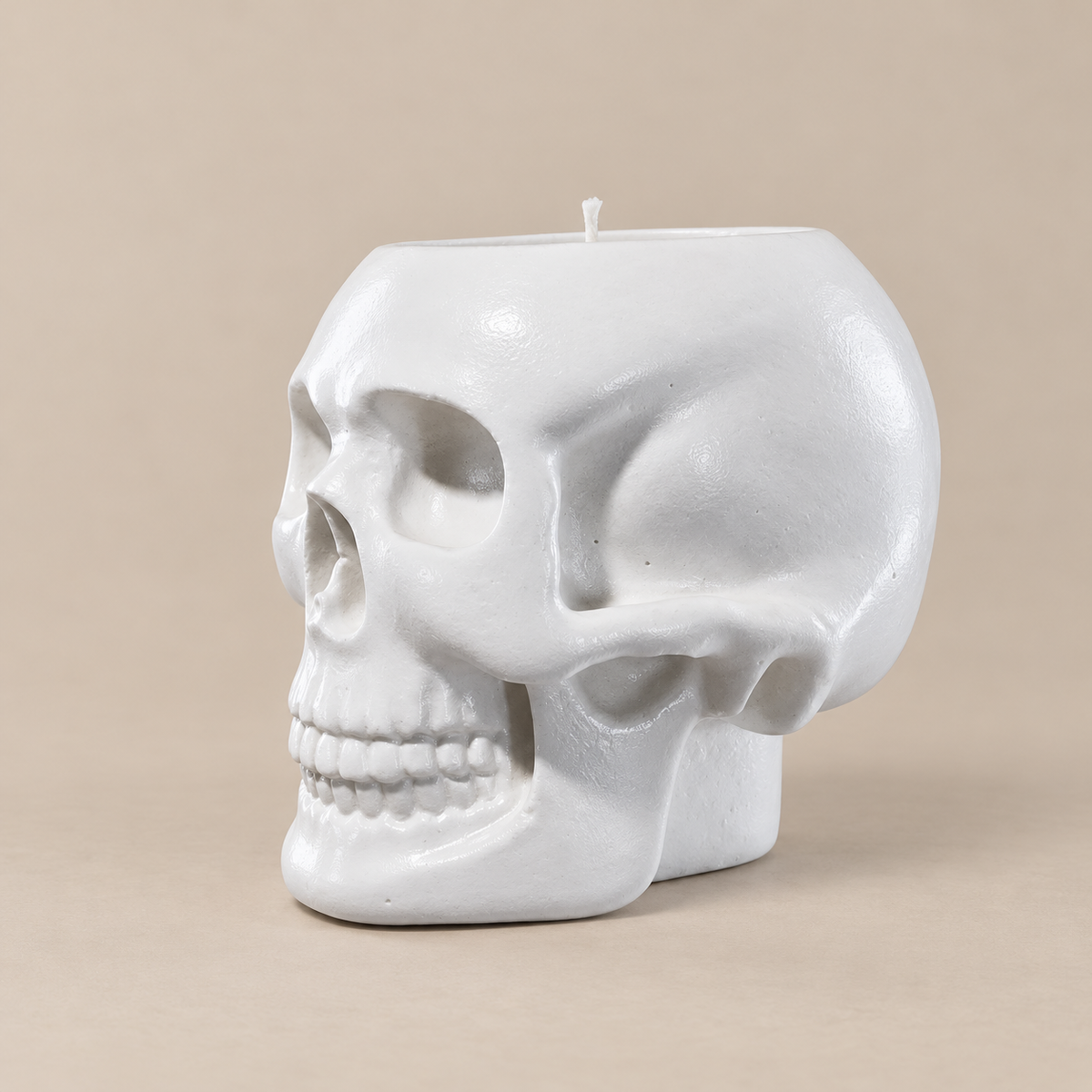 Skull White Candle Mountain Pine & Ginger | Handmade Decorative | 1-Wick | Brand "Sofia P."