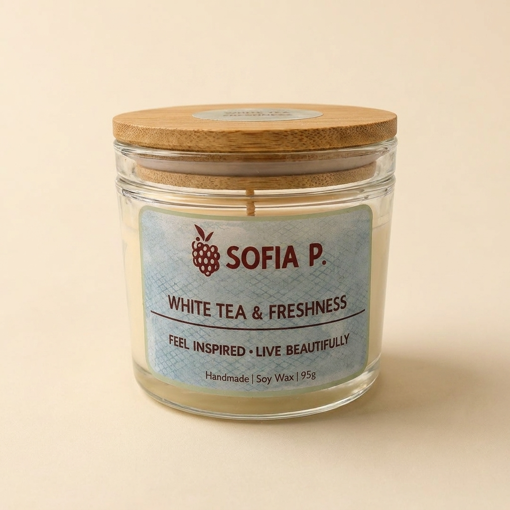 Candle "White Tea" | Soy Wax 1-Wick | 95g | Brand "Sofia P."