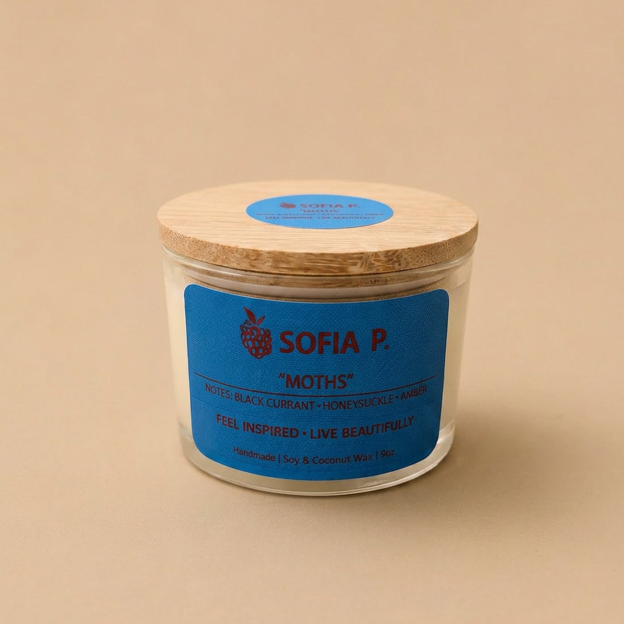 Candle "Moths" | Soy & Coconut Wax 1-Wick | 95g | Brand "Sofia P."